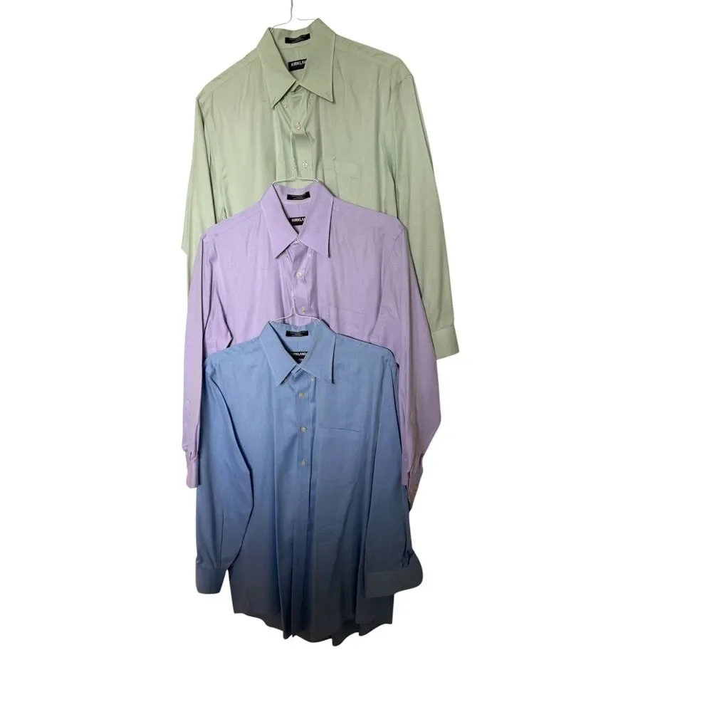 Bundle of 3 Kirkland Signature Men's Dress Shirts - Size 16-32